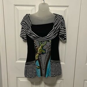 Frank Lyman sz 10 funky art to wear top GUC W60
